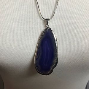 Stunning Purple and Silver Stone Necklace